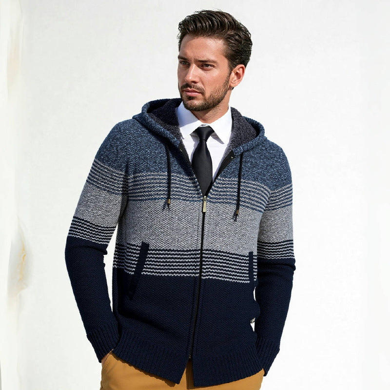 Gestreifter Herren Hoodie mit Kängurutasche