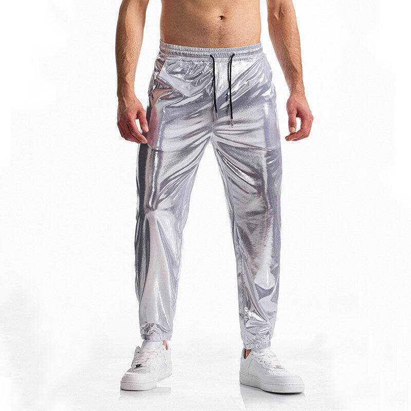 Glänzende Freizeitjacke mit Reißverschlusstaschen für Herren