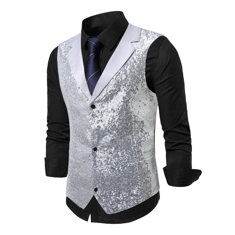 Glitzernde Anzugweste mit Pailletten für Herren