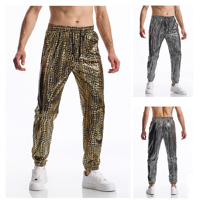Glitzernde Party-Hose mit Hosenträgern für Herren