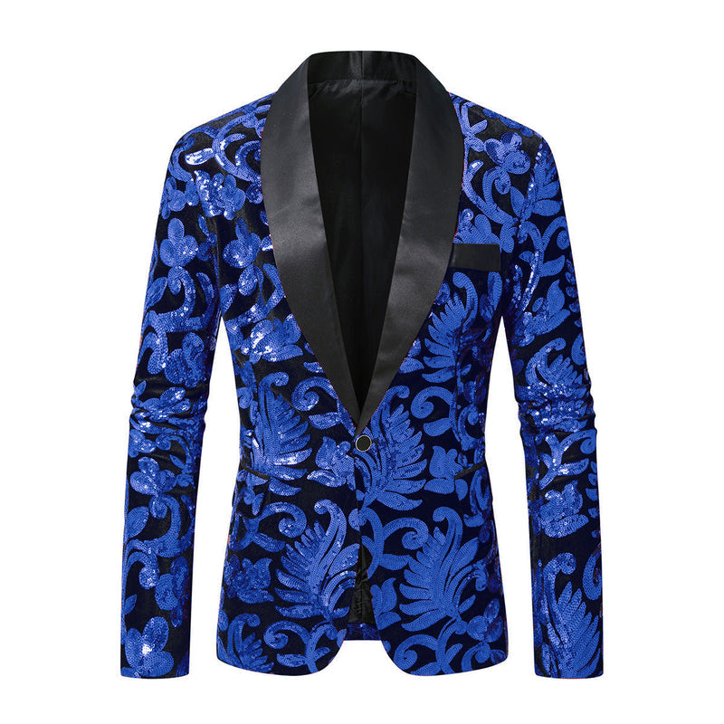 Glitzernder Anzugblazer mit Blumenmuster für Herren