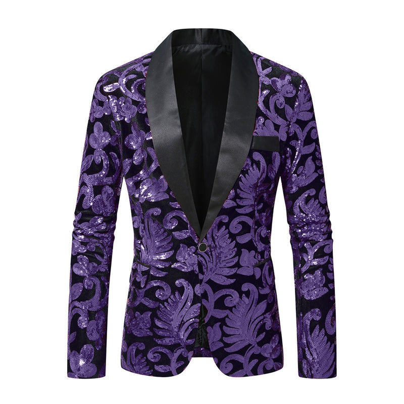 Glitzernder Anzugblazer mit Blumenmuster für Herren
