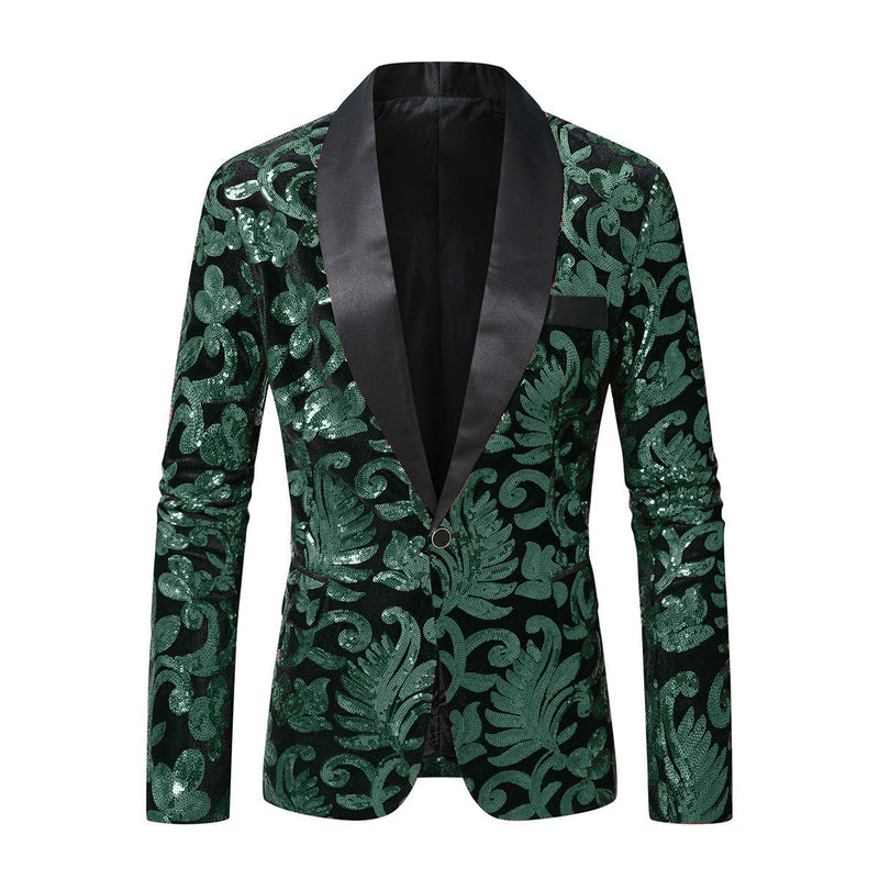 Glitzernder Anzugblazer mit Blumenmuster für Herren