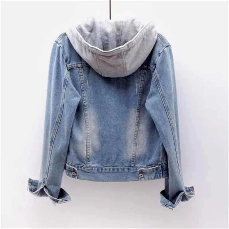 Clarissa - Denim damen jacke mit abnehmbarer kapuze