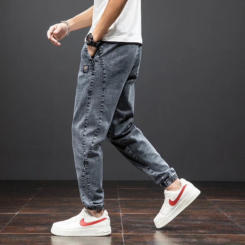 Herren-Denim-Jogginghose mit elastischem Bund - Lockerer Schnitt
