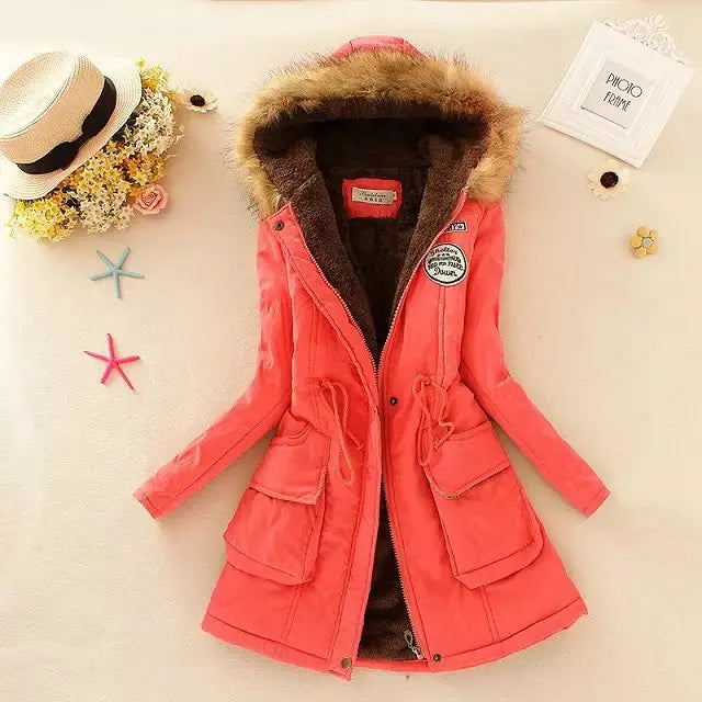 Geraldine - Warm gefütterte winterjacke mit kapuze für damen