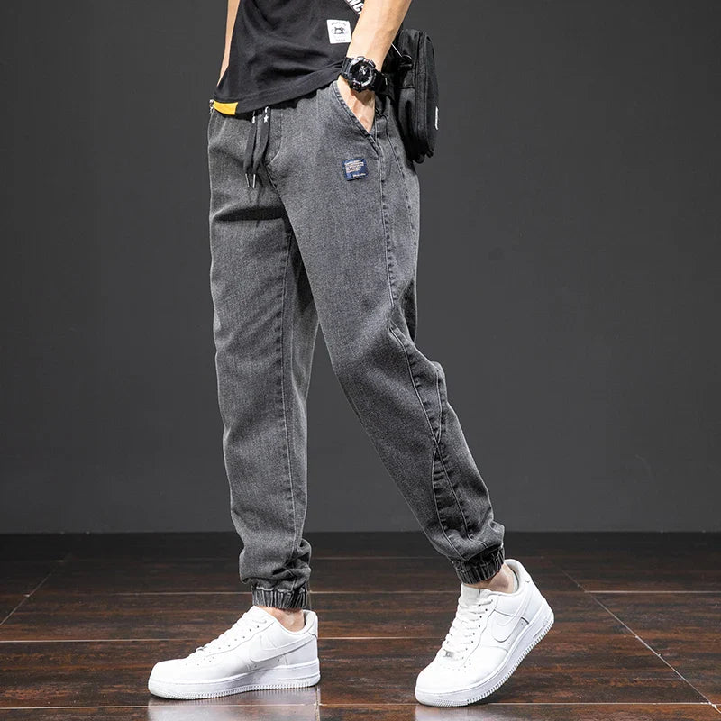 Herren-Denim-Jogginghose mit elastischem Bund - Lockerer Schnitt
