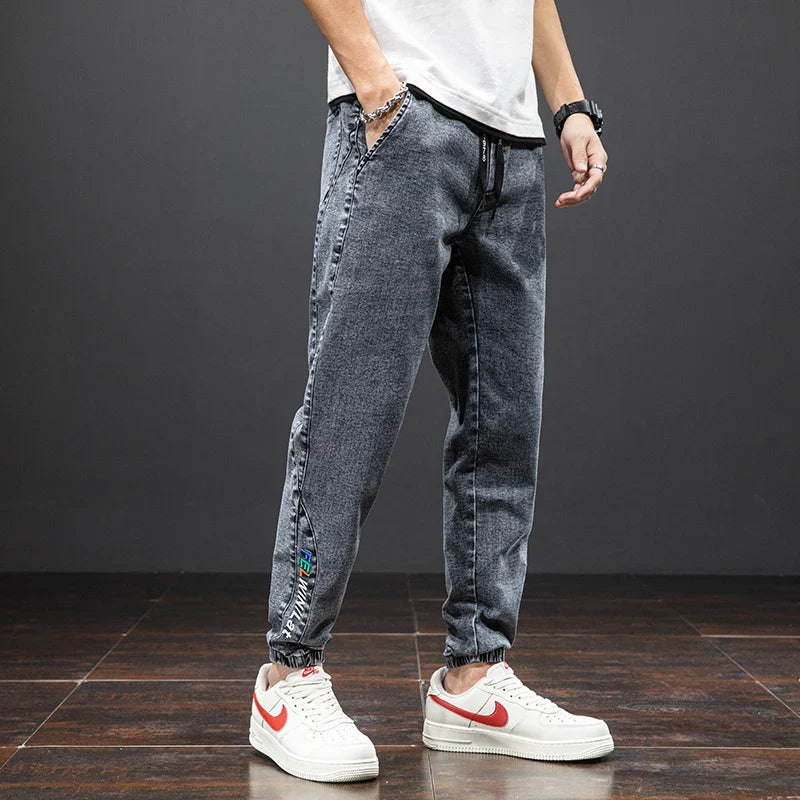 Herren-Denim-Jogginghose mit elastischem Bund - Lockerer Schnitt