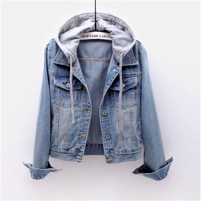 Clarissa - Denim damen jacke mit abnehmbarer kapuze