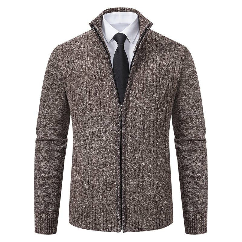 Herren-Cardigan mit Stehkragen und Strukturiertem Muster