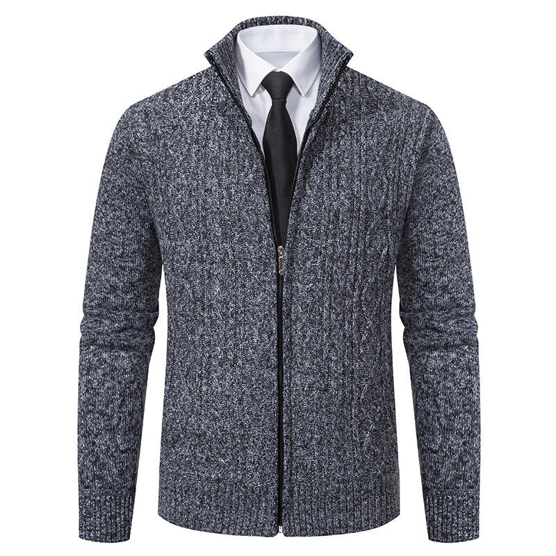 Herren-Cardigan mit Stehkragen und Strukturiertem Muster