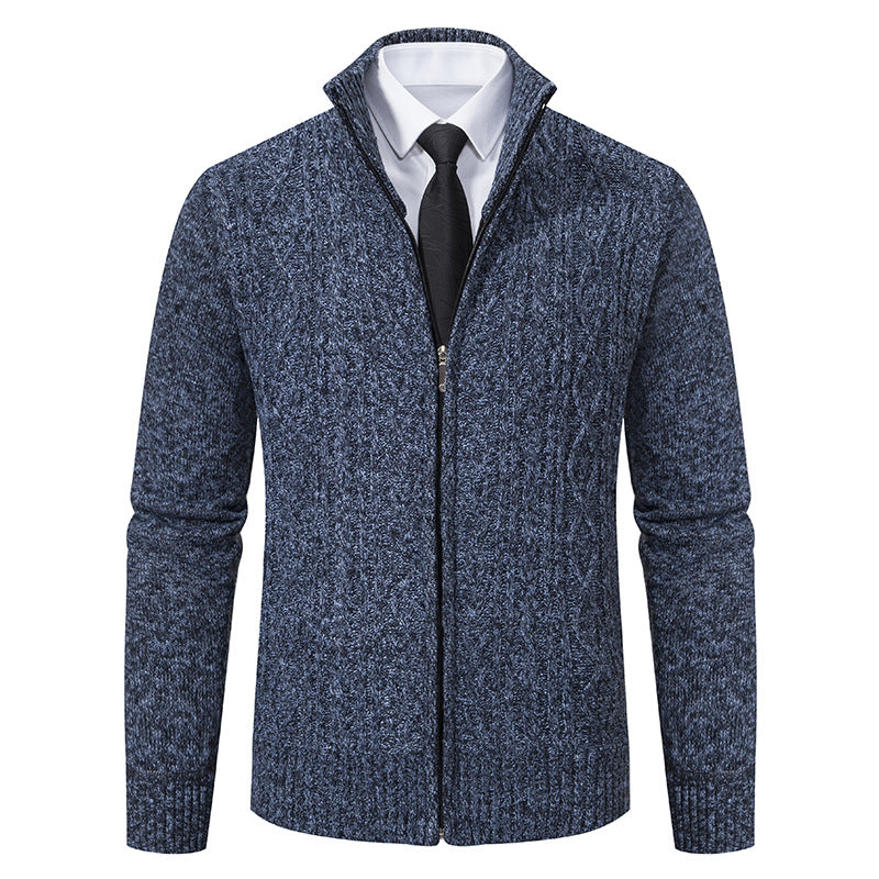 Herren-Cardigan mit Stehkragen und Strukturiertem Muster