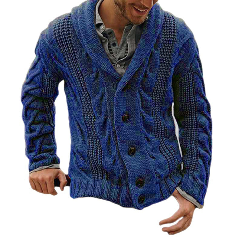 Herren-Cardigan mit Zopfmuster und Stehkragen