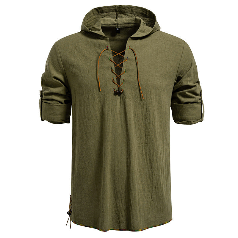 Herren Kapuzenbluse mit einzigartigem Schnürdesign