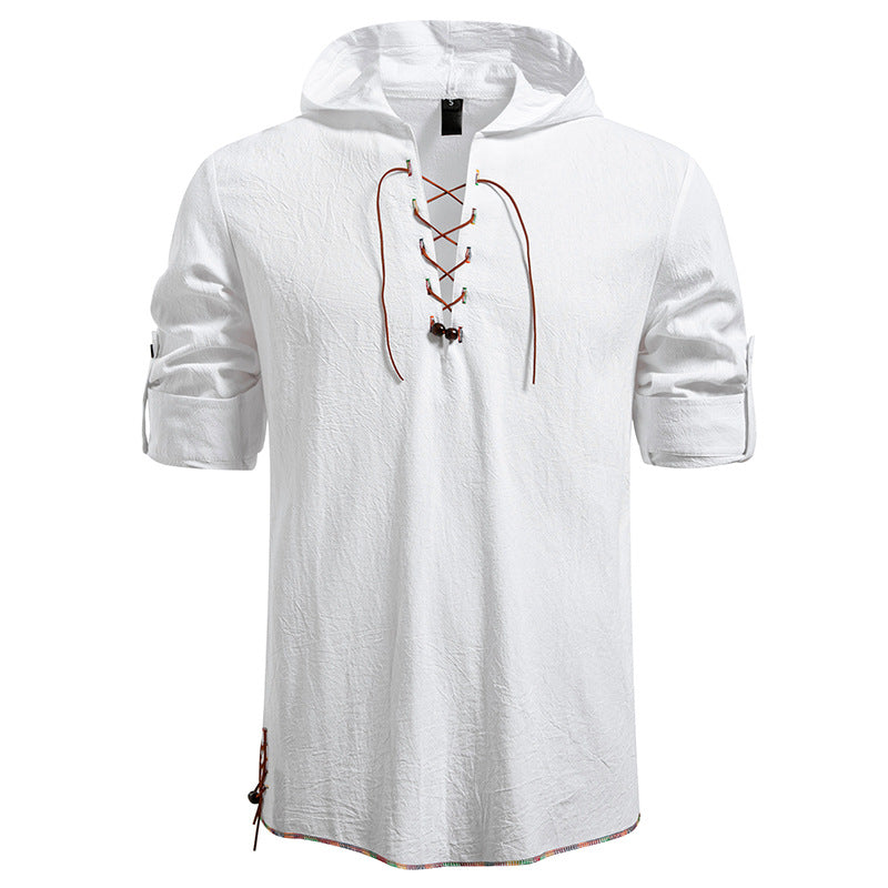 Herren Kapuzenbluse mit einzigartigem Schnürdesign