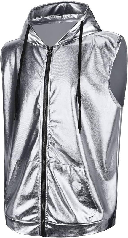Herren Kapuzenweste mit glänzendem Material