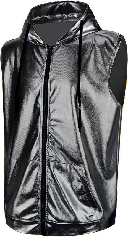 Herren Kapuzenweste mit glänzendem Material