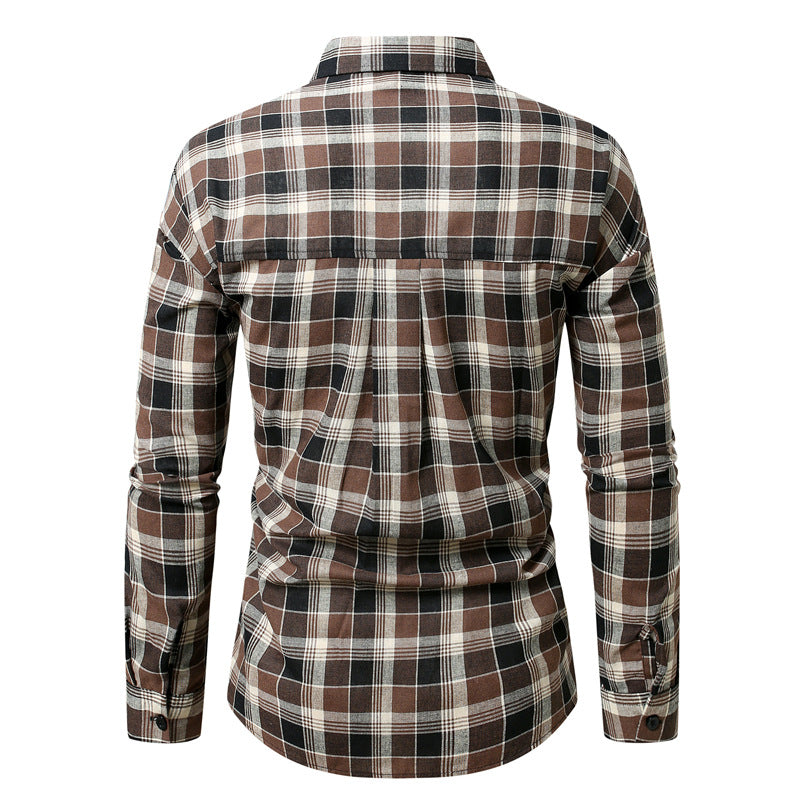 Herren Kariertes Langarmhemd im Modernen Schnitt