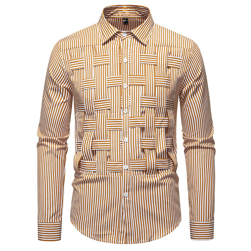 Herren Langarmhemd mit Modernem Karomuster