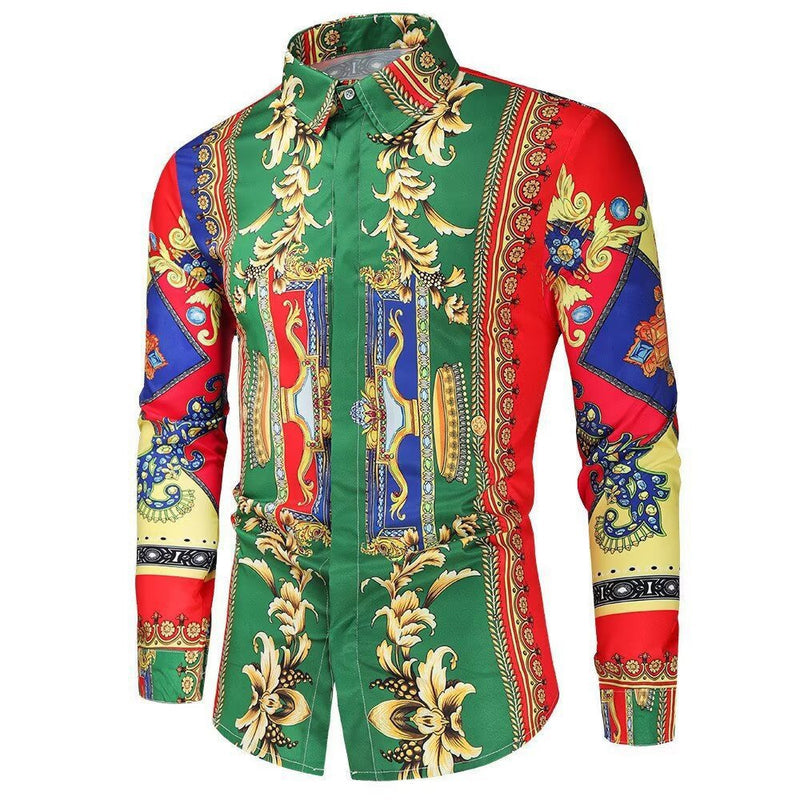 Herren Langarmhemd mit Barockmuster und Modern Fit