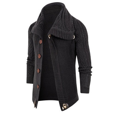 Herren Strickjacke mit Schalkragen und Holzknöpfen