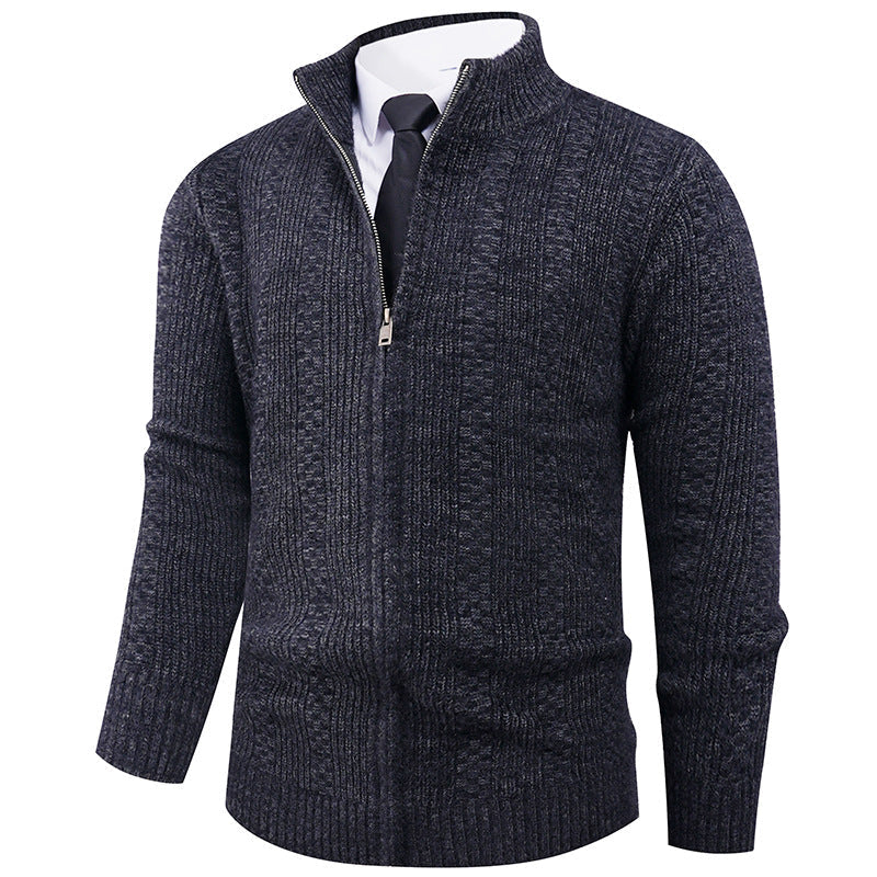 Herren Strickpullover mit Stehkragen und Reißverschluss