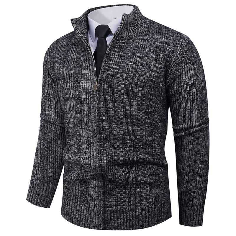 Herren Strickpullover mit Stehkragen und Reißverschluss