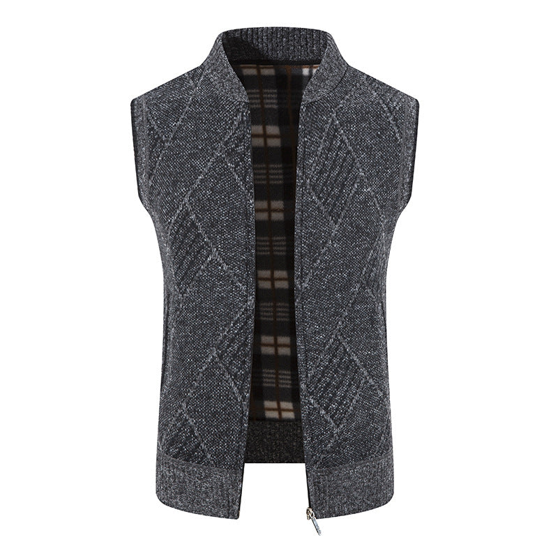 Herren Strickweste mit Zipper und Zopfmuster