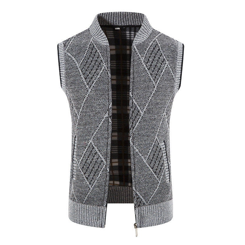 Herren Strickweste mit Zipper und Zopfmuster