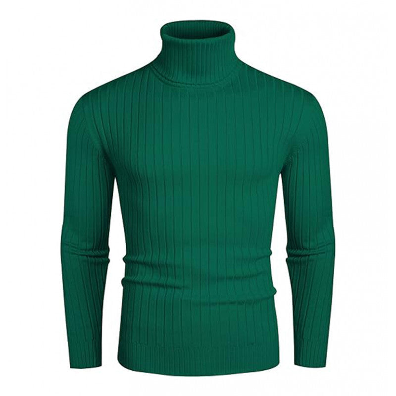 Hochkragen-Rippstrickpullover für Herren