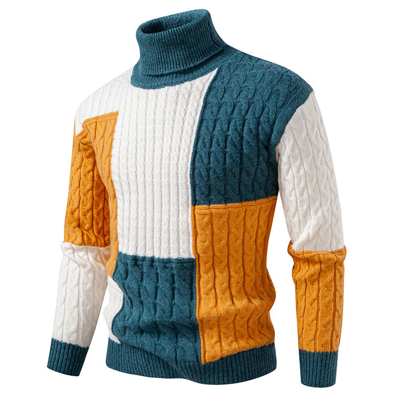 Hochwertiger Strickpullover für Herren im Color-Block-Design