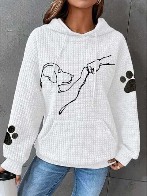 Kapuzenpulli mit Hunde-Print für Damen