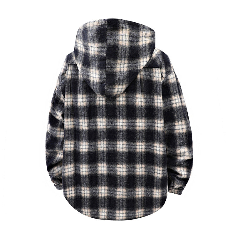 Karierte Shirtjacke mit Kapuze für Herren