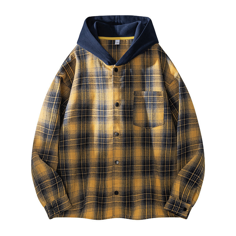 Kariertes Shirtjacke mit Kapuze für Herren