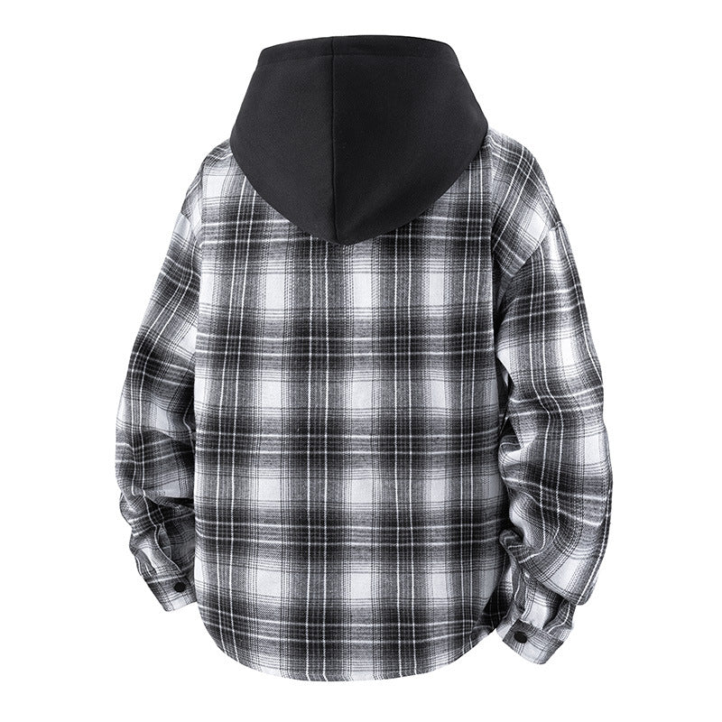 Kariertes Shirtjacke mit Kapuze für Herren
