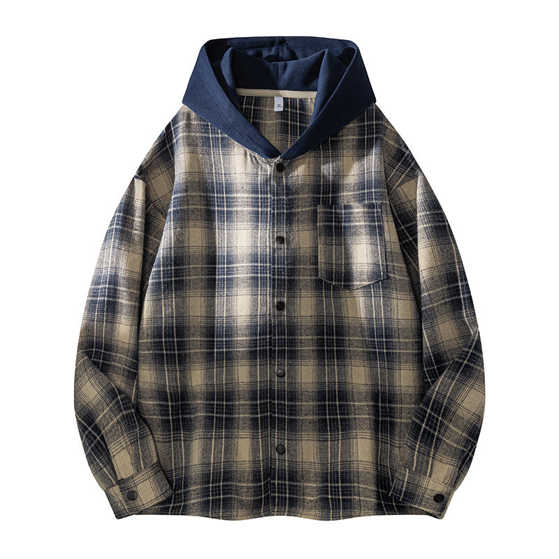Kariertes Shirtjacke mit Kapuze für Herren
