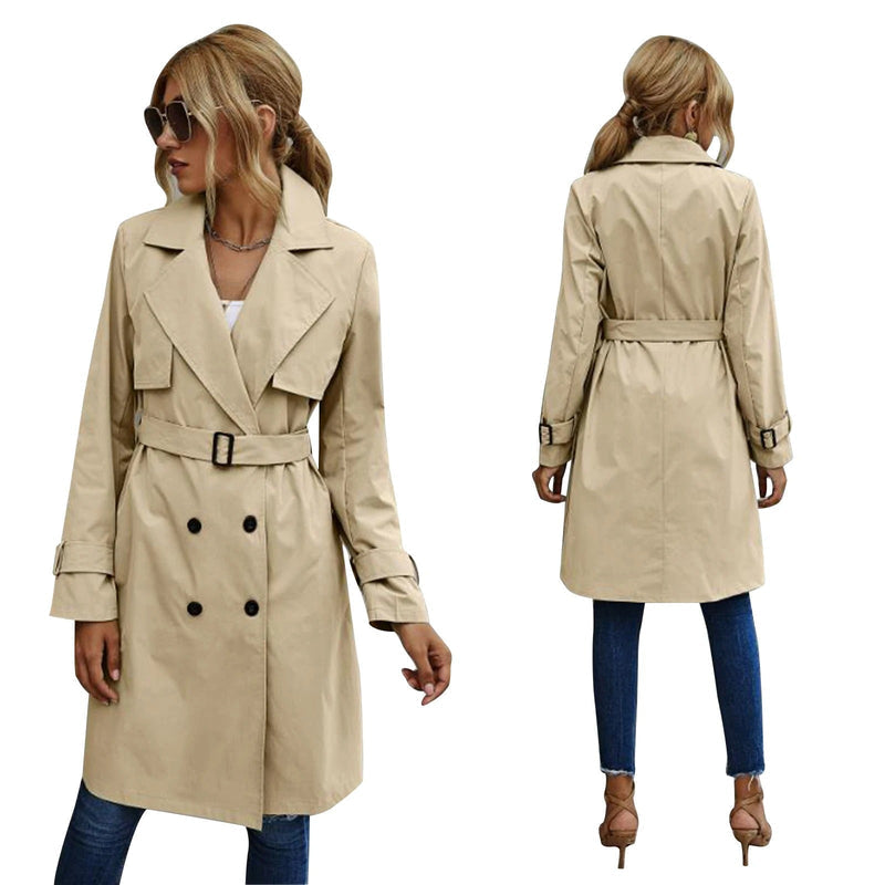 Knie-langer Trenchcoat für Damen mit Gürtel
