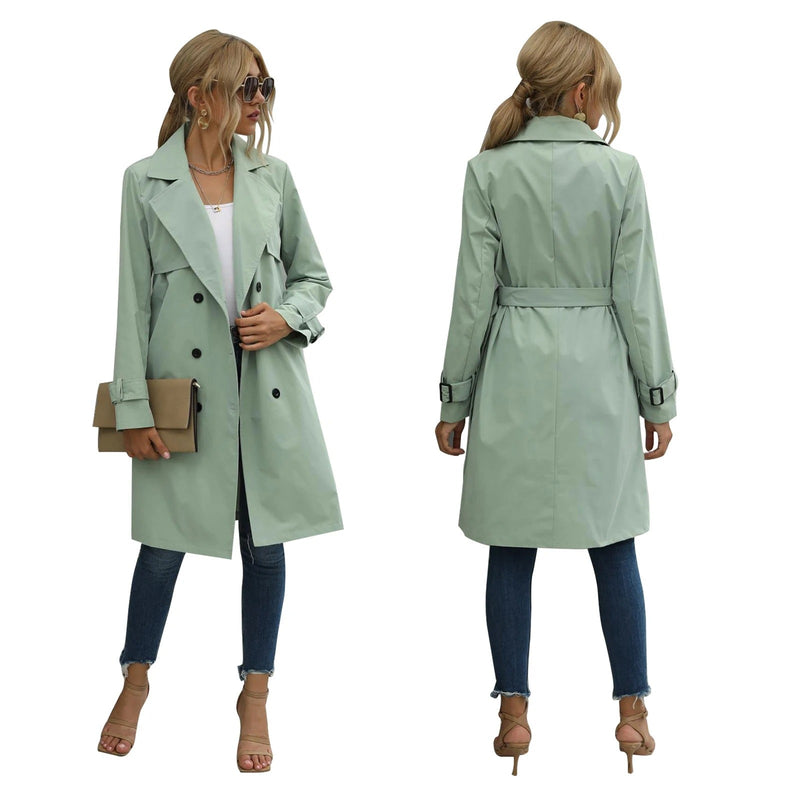 Knie-langer Trenchcoat für Damen mit Gürtel