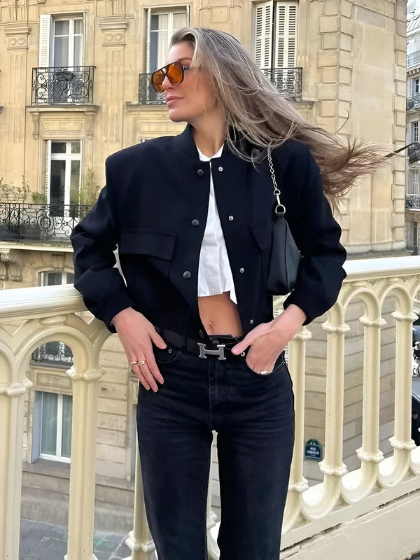 Kurze Übergangsjacke für Damen mit Knopfleiste