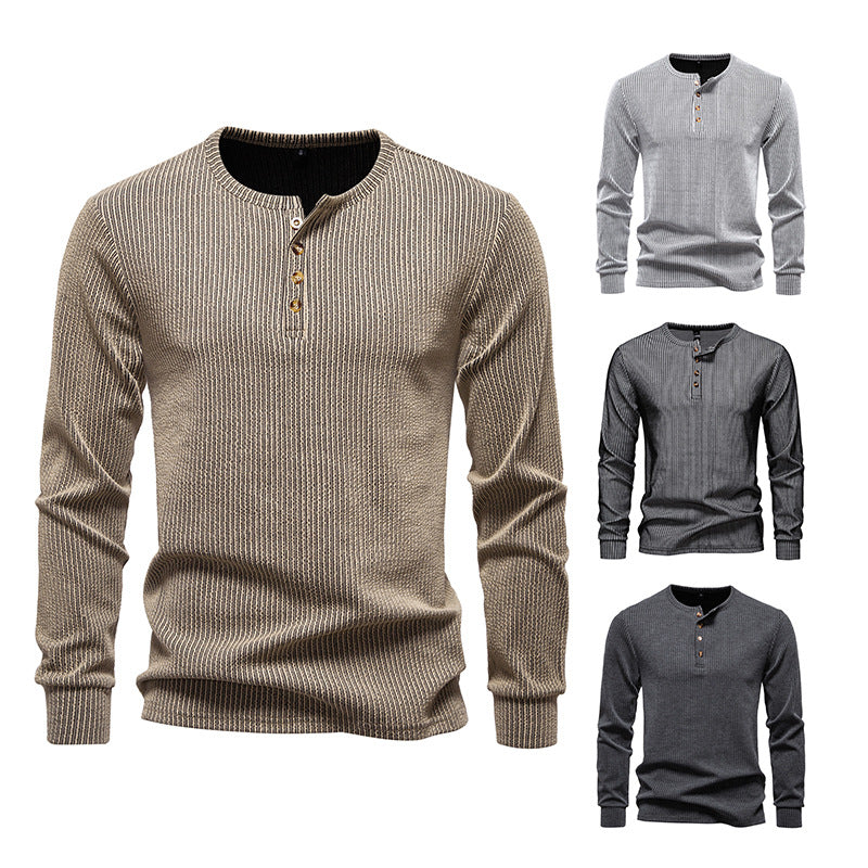 Langarm Henley-Shirt mit Strukturstreifen für Herren