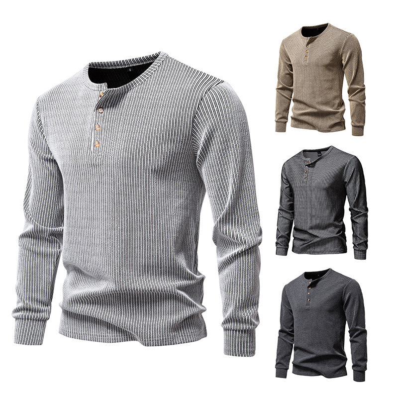 Langarm Henley-Shirt mit Strukturstreifen für Herren
