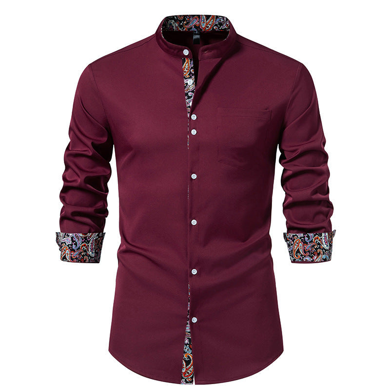 Langarmshirt mit Stehkragen und Paisley-Muster für Herren
