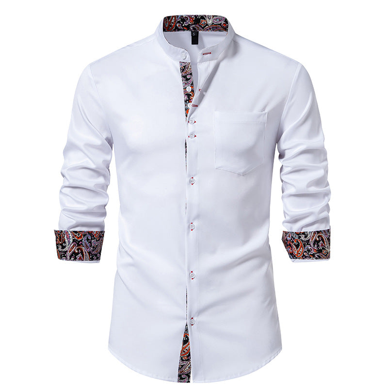 Langarmshirt mit Stehkragen und Paisley-Muster für Herren