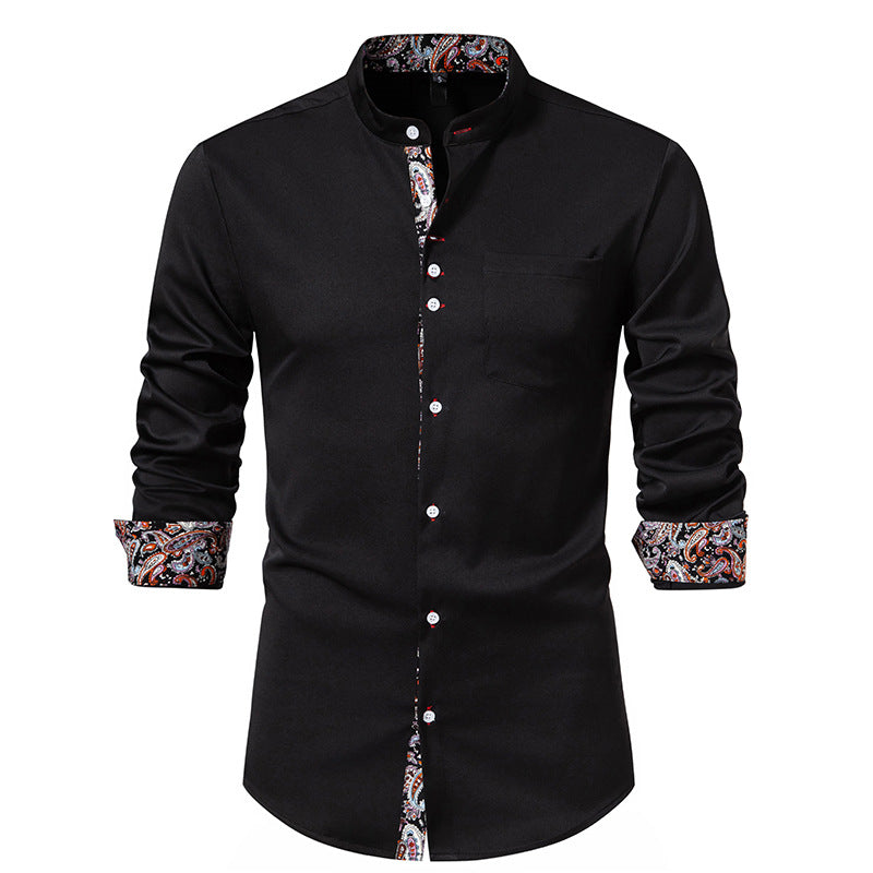 Langarmshirt mit Stehkragen und Paisley-Muster für Herren