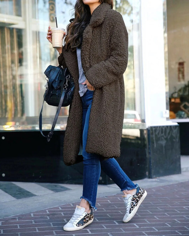 Lange Fleecejacke für Damen – Winterjacke