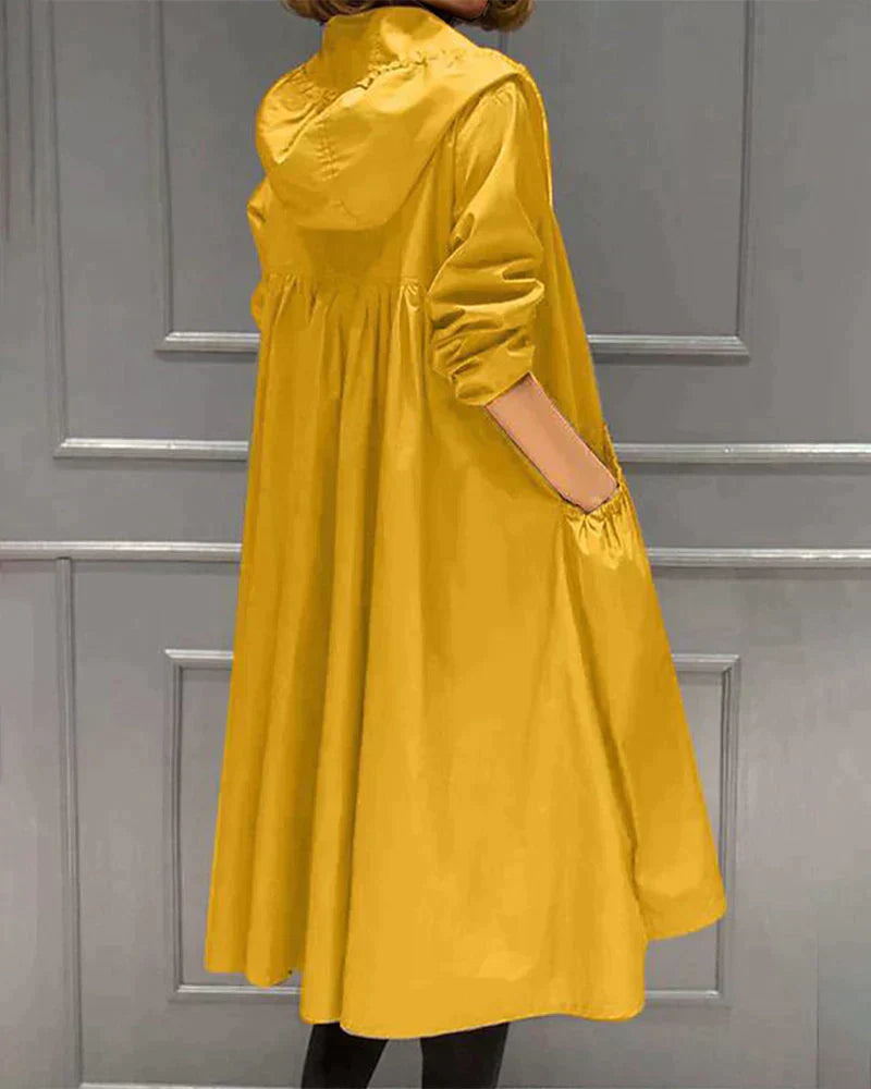 Lange Regenjacke für Damen mit Kapuze