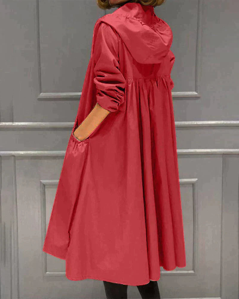 Lange Regenjacke für Damen mit Kapuze