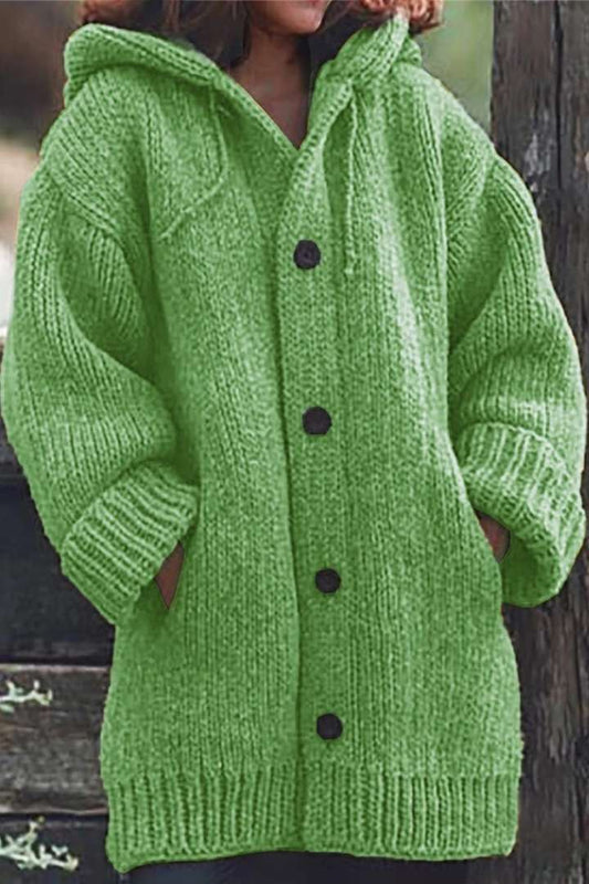 Lange Strickjacke mit Kapuze für Damen