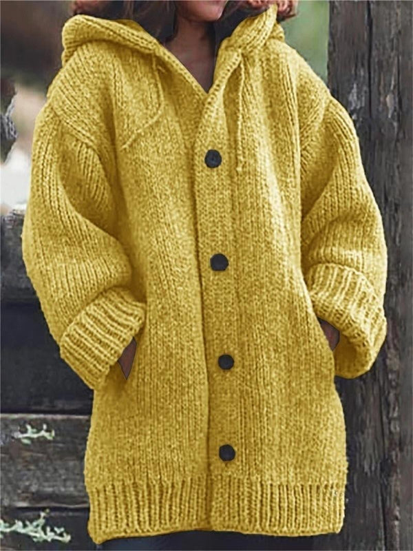 Lange Strickjacke mit Kapuze für Damen