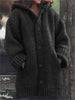Lange Strickjacke mit Kapuze für Damen